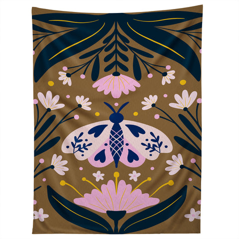 Angela Minca Folk Art Moth Golden Brown Tapestry
