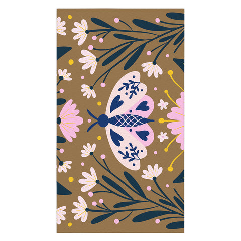 Angela Minca Folk Art Moth Golden Brown Tablecloth