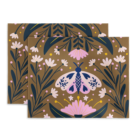 Angela Minca Folk Art Moth Golden Brown Placemat