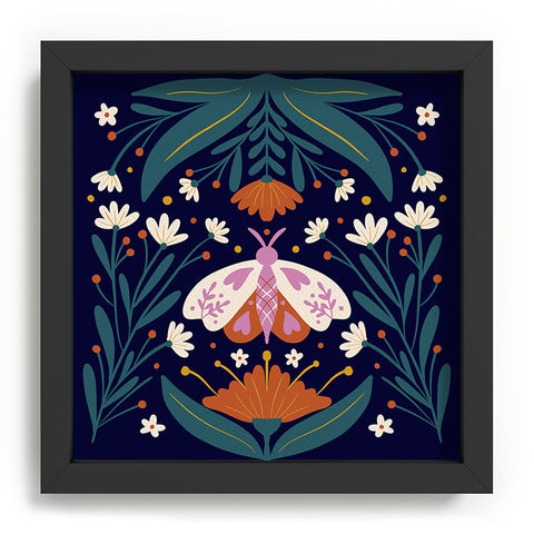 Angela Minca Folk Art Moth Orange Cream Recessed Framing Square