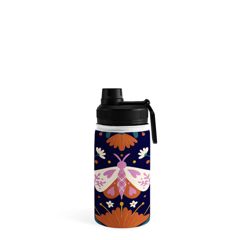 Angela Minca Folk Art Moth Orange Cream Water Bottle