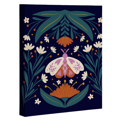 Angela Minca Folk Art Moth Orange Cream Art Canvas