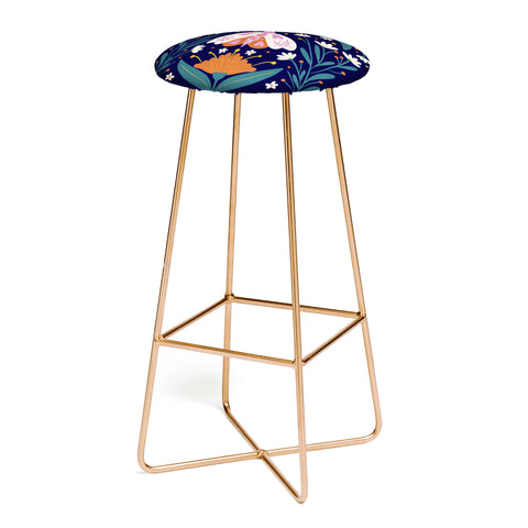 Angela Minca Folk Art Moth Orange Cream Bar Stool