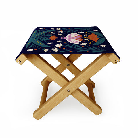 Angela Minca Folk Art Moth Orange Cream Folding Stool