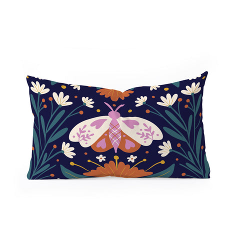 Angela Minca Folk Art Moth Orange Cream Oblong Throw Pillow