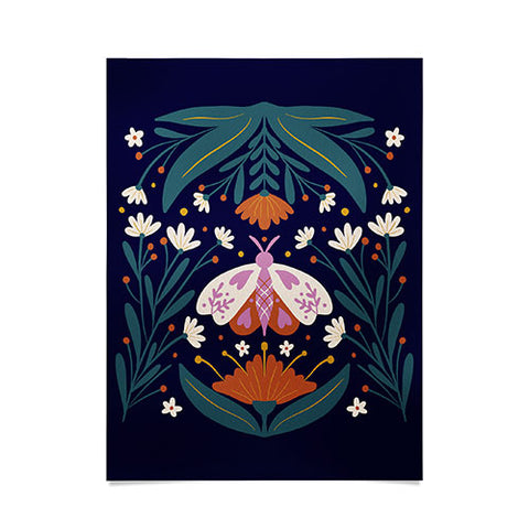 Angela Minca Folk Art Moth Orange Cream Poster