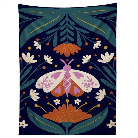 Angela Minca Folk Art Moth Orange Cream Tapestry