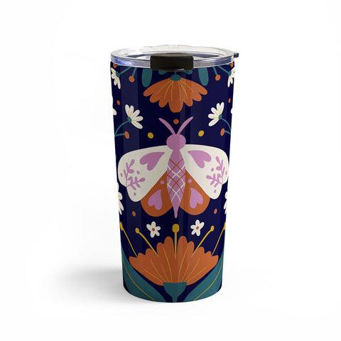Angela Minca Folk Art Moth Orange Cream Travel Mug
