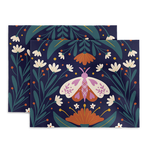 Angela Minca Folk Art Moth Orange Cream Placemat