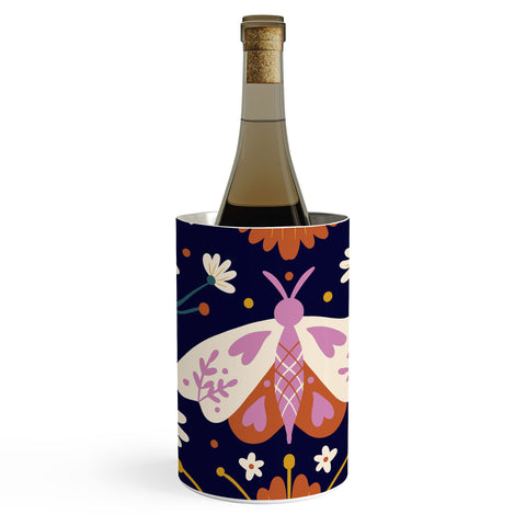 Angela Minca Folk Art Moth Orange Cream Wine Chiller