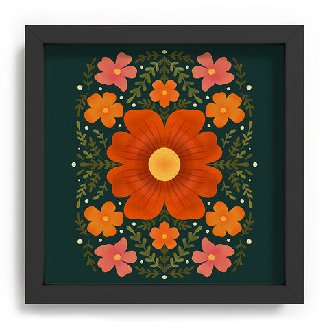 Angela Minca Forest flowers green orange Recessed Framing Square