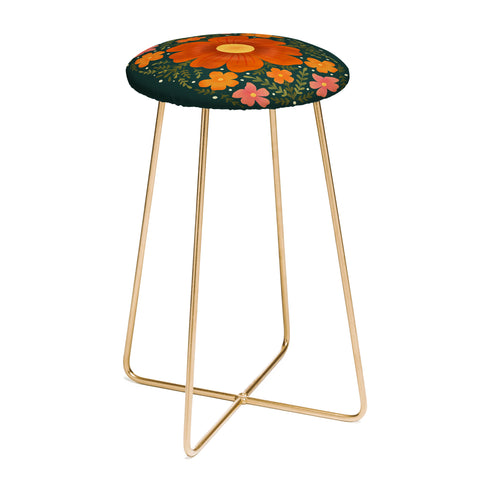 Angela Minca Forest flowers green orange Counter Stool