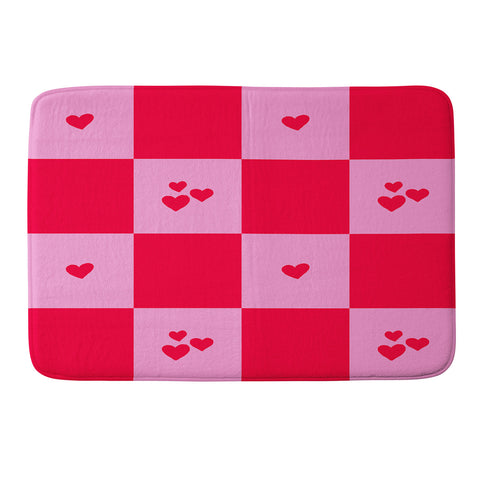 Angela Minca Grid pattern hearts Memory Foam Bath Mat