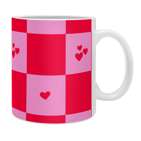 Angela Minca Grid pattern hearts Coffee Mug