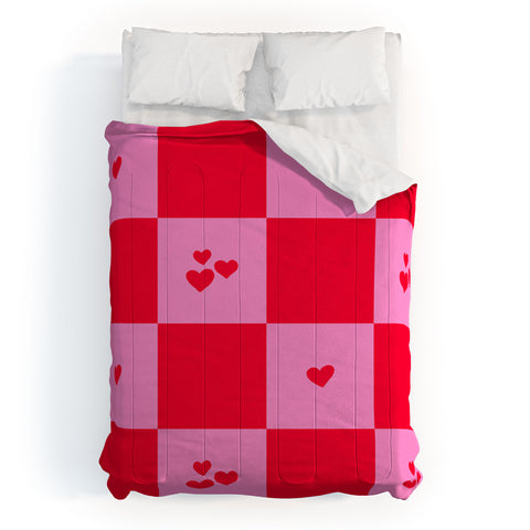 Angela Minca Grid pattern hearts Comforter