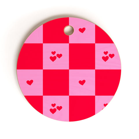Angela Minca Grid pattern hearts Cutting Board Round
