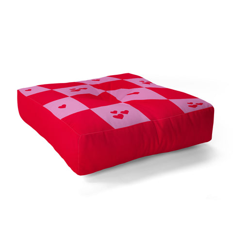 Angela Minca Grid pattern hearts Floor Pillow Square