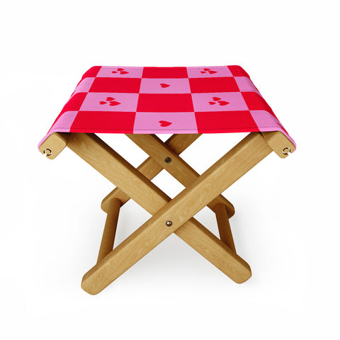 Angela Minca Grid pattern hearts Folding Stool
