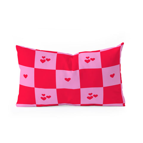 Angela Minca Grid pattern hearts Oblong Throw Pillow