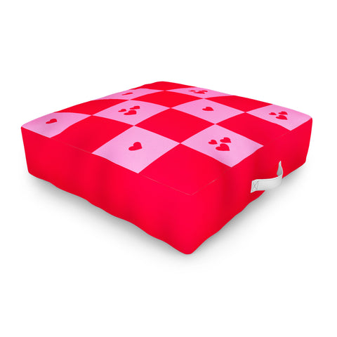 Angela Minca Grid pattern hearts Outdoor Floor Cushion