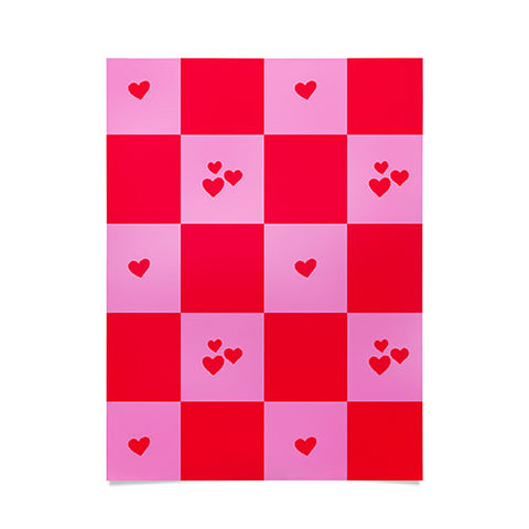 Angela Minca Grid pattern hearts Poster