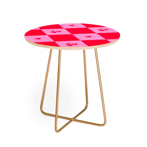 Angela Minca Grid pattern hearts Round Side Table