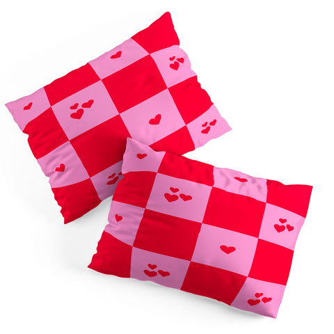 Angela Minca Grid pattern hearts Pillow Shams