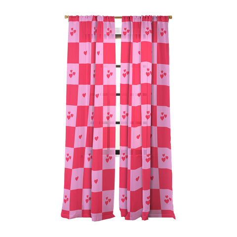 Angela Minca Grid pattern hearts Sheer Non Repeat