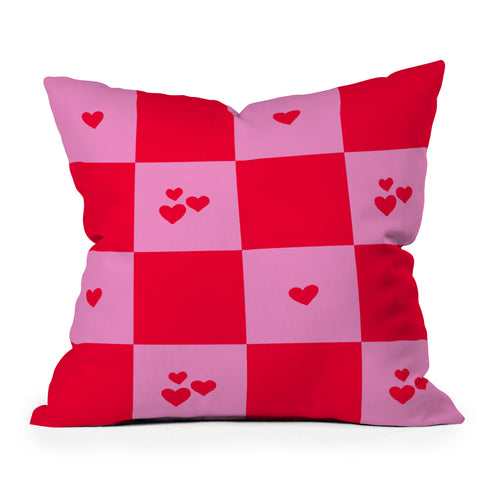 Angela Minca Grid pattern hearts Throw Pillow