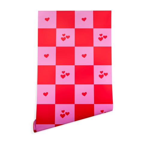 Angela Minca Grid pattern hearts Wallpaper