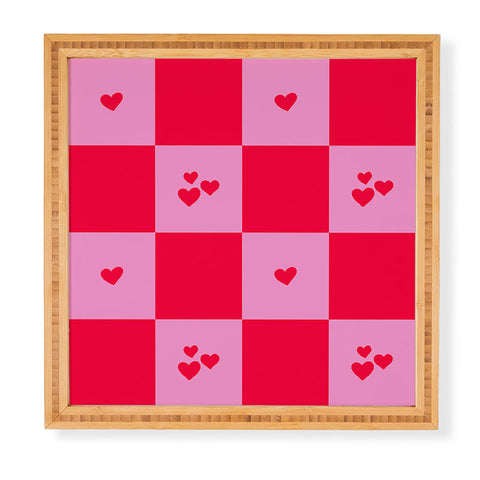 Angela Minca Grid pattern hearts Framed Wall Art