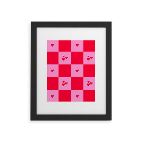 Angela Minca Grid pattern hearts Framed Art Print