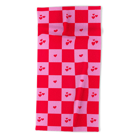 Angela Minca Grid pattern hearts Beach Towel