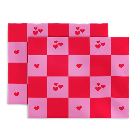 Angela Minca Grid pattern hearts Placemat