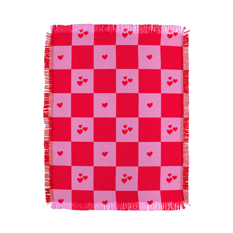 Angela Minca Grid pattern hearts Throw Blanket
