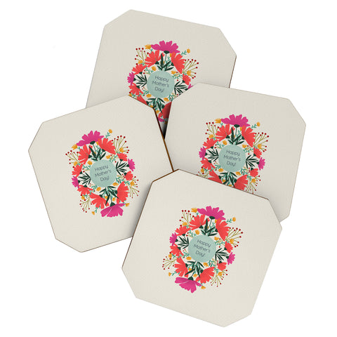 Angela Minca Happy mothers day floral Coaster Set