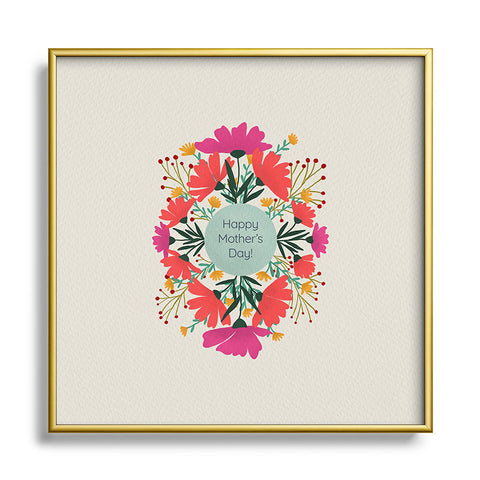 Angela Minca Happy mothers day floral Square Metal Framed Art Print