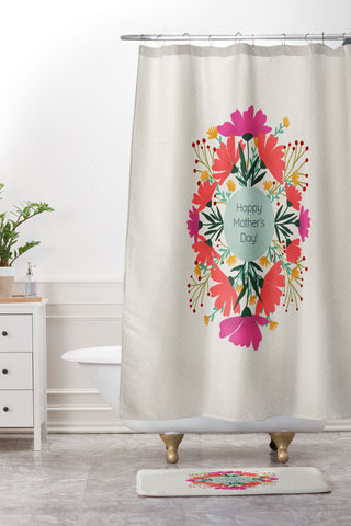 Angela Minca Happy mothers day floral Shower Curtain And Mat