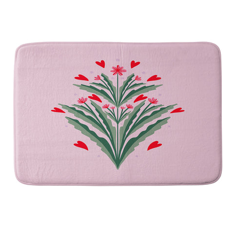 Angela Minca Hearts and flowers Memory Foam Bath Mat