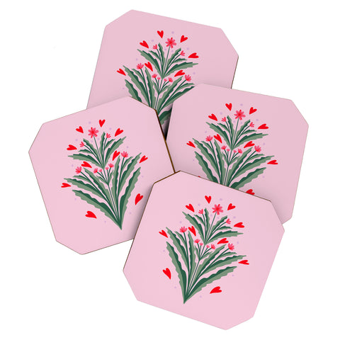 Angela Minca Hearts and flowers Coaster Set