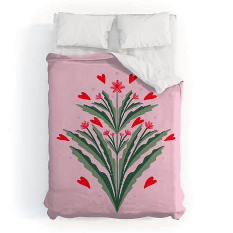 Angela Minca Hearts and flowers Duvet Cover