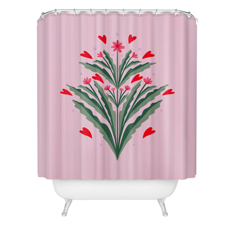 Angela Minca Hearts and flowers Shower Curtain