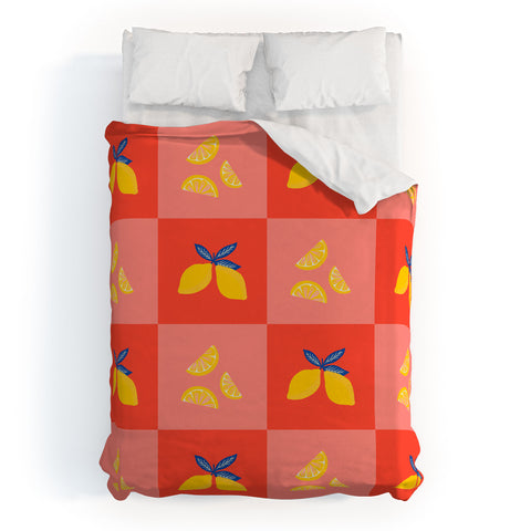 Angela Minca Lemon squares Duvet Cover