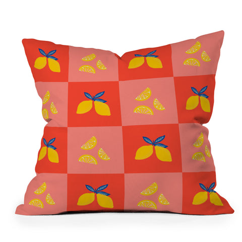 Angela Minca Lemon squares Outdoor Throw Pillow