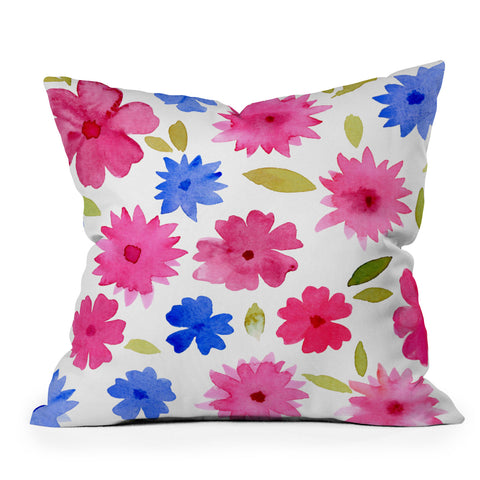 Angela Minca Loose floral pattern pink Outdoor Throw Pillow