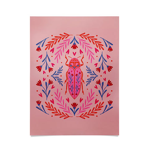 Angela Minca Lovebug pink and red Poster
