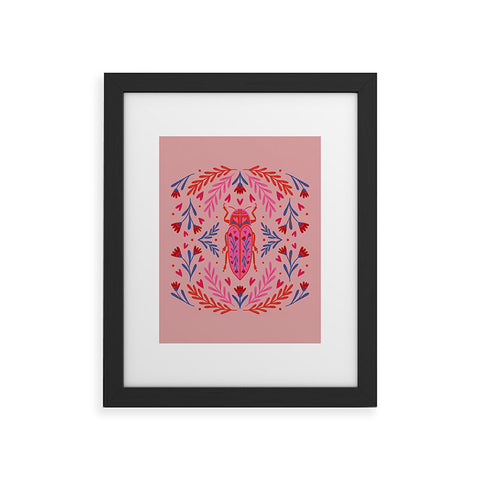 Angela Minca Lovebug pink and red Framed Art Print