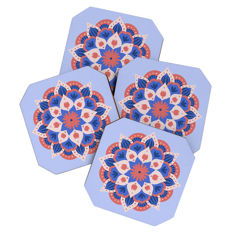 Angela Minca Modern floral mandala Coaster Set