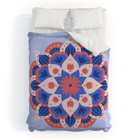 Angela Minca Modern floral mandala Duvet Cover