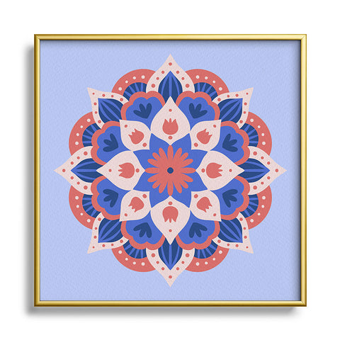 Angela Minca Modern floral mandala Square Metal Framed Art Print